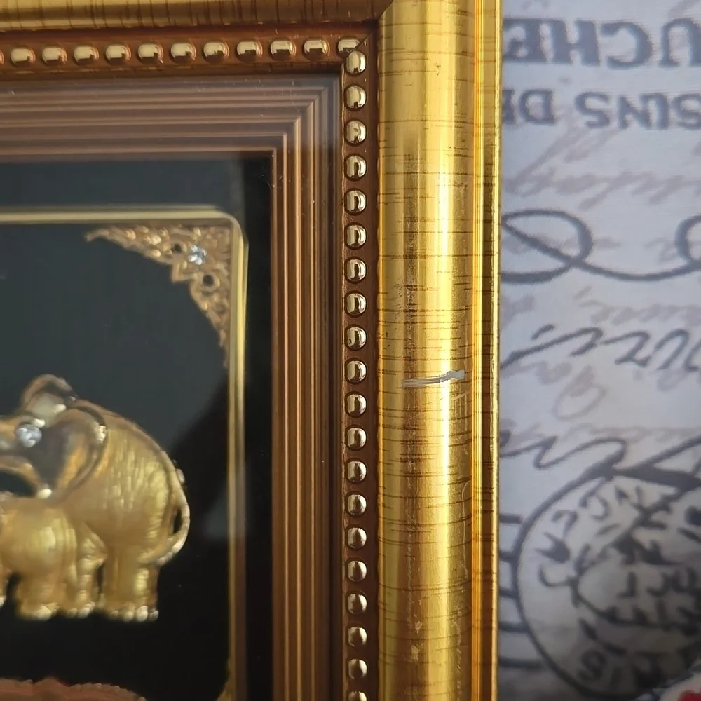 Elephants Table Frame With Stand Decorated With Stones.